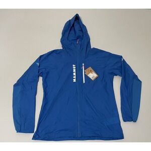 NWT Mammut Aenergy WB Windbreaker Hooded Jacket Men's Large Blue